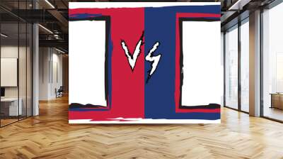 Versus comparison blank frame. Decorative battle cover with lettering. Vector illustration with divider and copy space for contestants. vs sign for sport banner, overlay game, competition, contest Wall mural