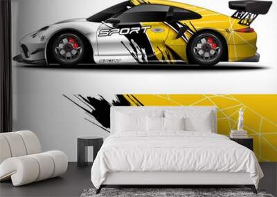 Abstract background for racing Sport Car Wrap design and vehicle livery Wall mural