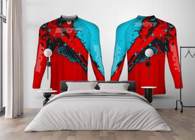 Long sleeve, t-shirt sport racing jersey with abstract background design Wall mural