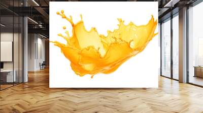 Orange juice wave swirl splash isolated in a transparent background, fresh fruit beverage liquid splashing cut out PNG Wall mural