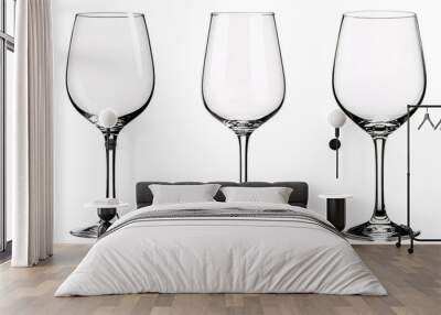 set of wine glasses isolated on a transparent background Wall mural