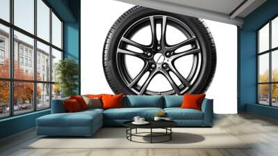 vehicle tire with alloy wheel rim isolated on a transparent background, car wheel tyre PNG Wall mural