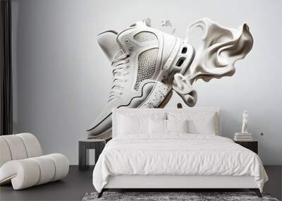 Flying sneakers presentation with splashing background Generative AI Wall mural