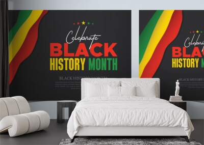 Set of Black History Month celebrated. February national black history month African American vector illustration Template for background, banner, card, poster with text inscription Wall mural