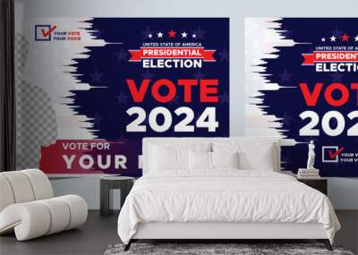 Set Of Vote 2024. Presidential election day in united states. Election 2024 USA. Political election campaign banner. background, post, Banner, card, poster design with Vote day November 5 US Wall mural