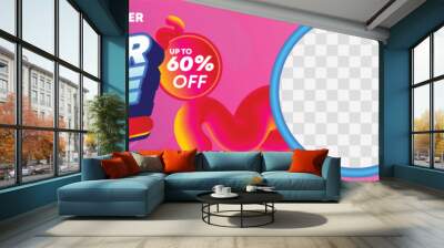 super sale end of season special offer banner design. mega flash sale discount banner template promotion posts. Online shopping Money saving big deal promotion discount sale web banner Flat Cashback Wall mural