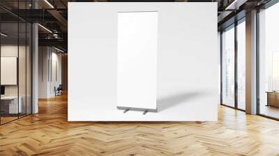 Blank white roll-up banner display mockup, isolated, 3d rendering. Wall mural