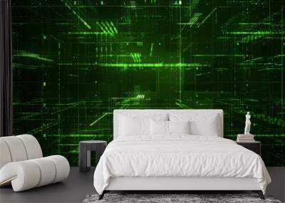 Digital binary code matrix background - 3D rendering of a scientific technology data binary code network conveying connectivity, complexity and data flood of modern digital age Wall mural