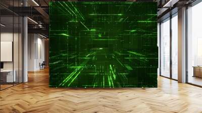 Digital binary code matrix background - 3D rendering of a scientific technology data binary code network conveying connectivity, complexity and data flood of modern digital age Wall mural