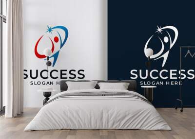 Sucess Logo People With A Star Premium Vector Wall mural