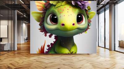 cute little baby dragon with rose head band generative ai artcute little baby dragon with rose head band generative ai art Wall mural