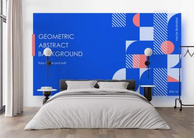 Geometric Abstract Backgrounds Design. Composition of simple geometric shapes on a white background. For use in Presentation, Flyer and Leaflet, Cards, Landing, Website Design. Vector illustration. Wall mural