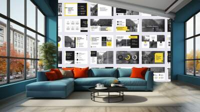 Geometric Yellow Presentation Element Templates. Vector infographics. For use in Presentation, Flyer and Leaflet, SEO, Marketing, Webinar Landing Page Template, Website Design, Banner. Wall mural