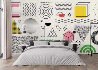 set of editable vector creative geometric abstract elements for graphic design, printing and ui. tri Wall mural