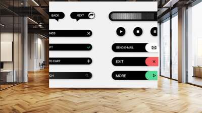 Set of vector buttons for websites, mobile applications. Neumorphism and toggles design. Light Web UI Elements and button for web and mobil app Wall mural