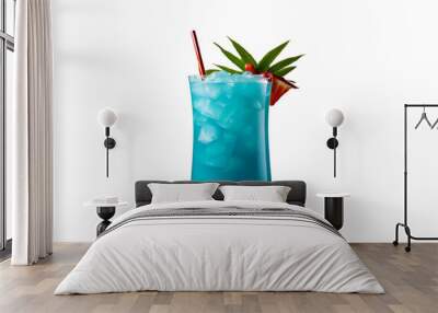 blue Hawaii cocktail on transparent background Wall mural