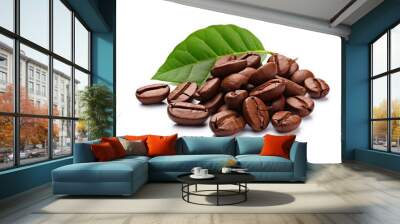 coffee beans with leaves isolated Wall mural