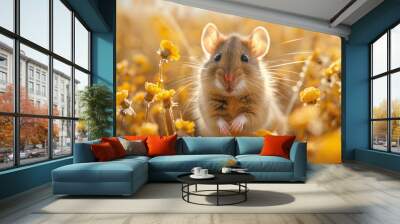 Golden Hour Squirrel: Beautiful Light and Nature Photography Wall mural