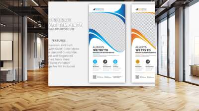 Modern Clean Stylish Gradient Corporate DL Flyer Rack Card Template Creative Unique Design with Blue, Yellow Color Wall mural