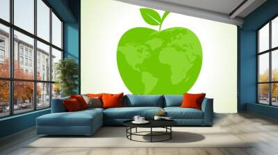 Eco Apple icon with map stock vector Wall mural