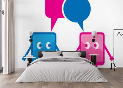 illustration of cartoonish gadgets with message bubble Wall mural