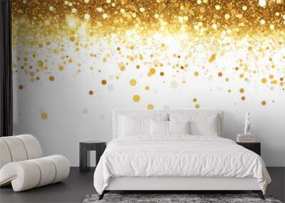 Abstract gold shiny Sparkling Lights Festive background with texture for celebration, banner, party Wall mural