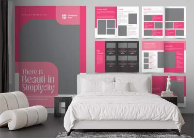 Product catalog brochure design layout vector, 12 page catalogue portfolio with product list Wall mural