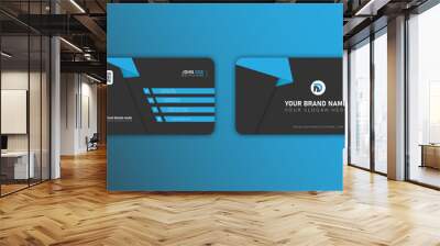 Blue modern creative business card and name card,horizontal simple clean template vector design, layout in rectangle size. Wall mural