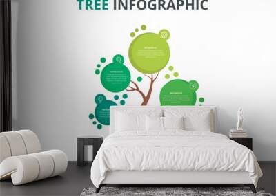 Green tree - background and infographics with place for text Wall mural