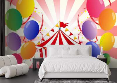 A red circus tent with balloons Wall mural