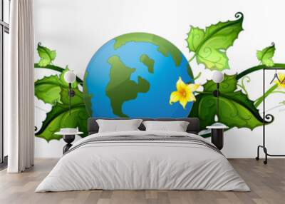 A vine plant border with the earth Wall mural