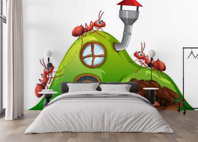 Ant hill house on white background Wall mural