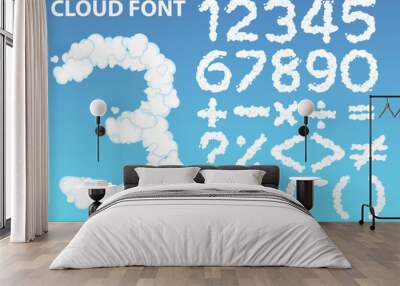 Cloud number font and math icon Wall mural