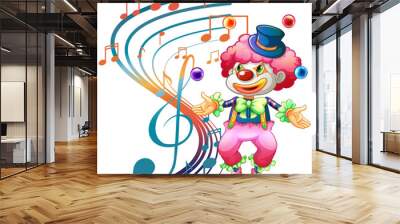 Clown cartton character with music note Wall mural