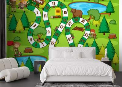 Cute cartoon maze game template Wall mural