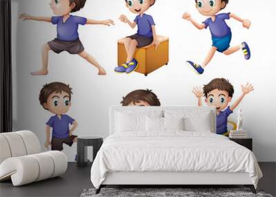 Different activities of a young boy Wall mural