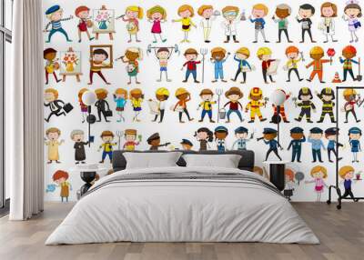 Different character of many occupations Wall mural