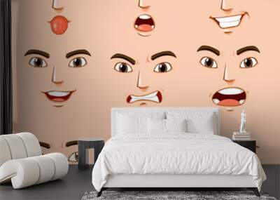 Different facial expressions of human Wall mural