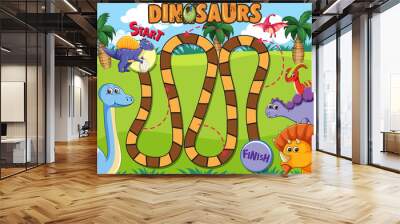 Dinosaur board game template Wall mural