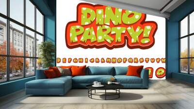 Font design for english alphabets in dinosaur character Wall mural