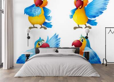 Four colorful parrots Wall mural