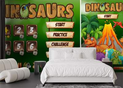 Game template with dinosaur theme Wall mural