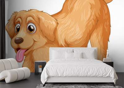 Golden retriever dog cartoon on white background Wall mural