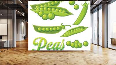 Isolated green peas cartoon Wall mural