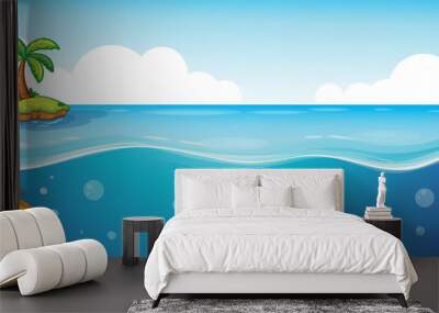 Little Island with blank underwater seascape template Wall mural