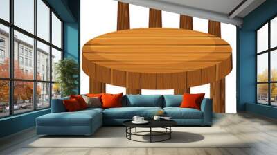 Round wooden chair on white Wall mural