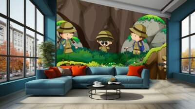 scout kids exploring nature Wall mural