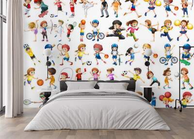 Set of sport kids character Wall mural