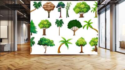 Set of variety plants and trees Wall mural