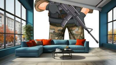 Soldier in uniform cartoon character Wall mural